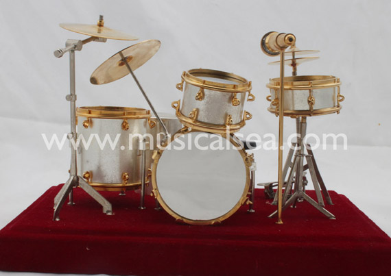 Miniature musical instrument 5pcs silver drums per set